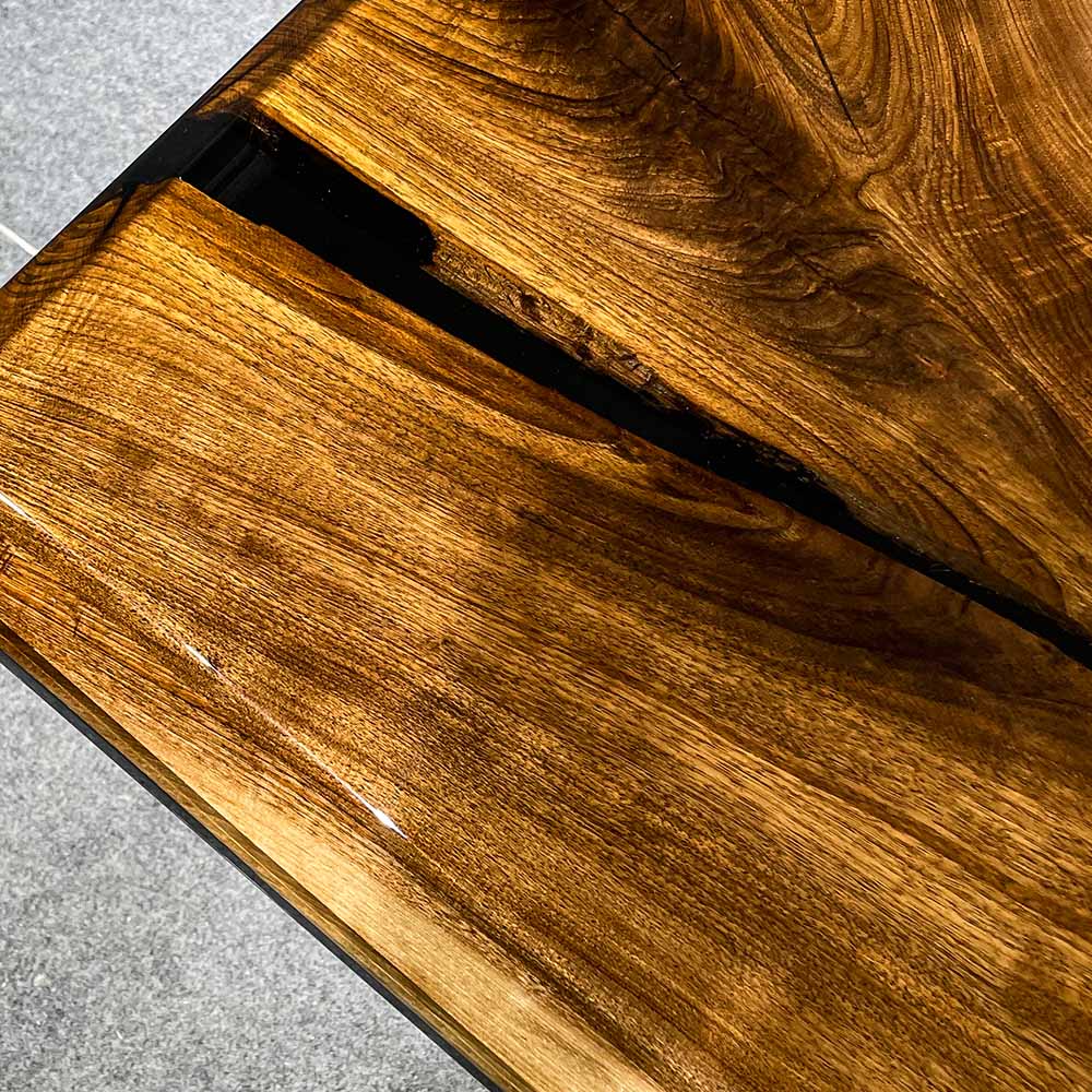 Elite Custom Retangular Black Walnut Wood Black Epoxy Dining & Conference Table ECT-01