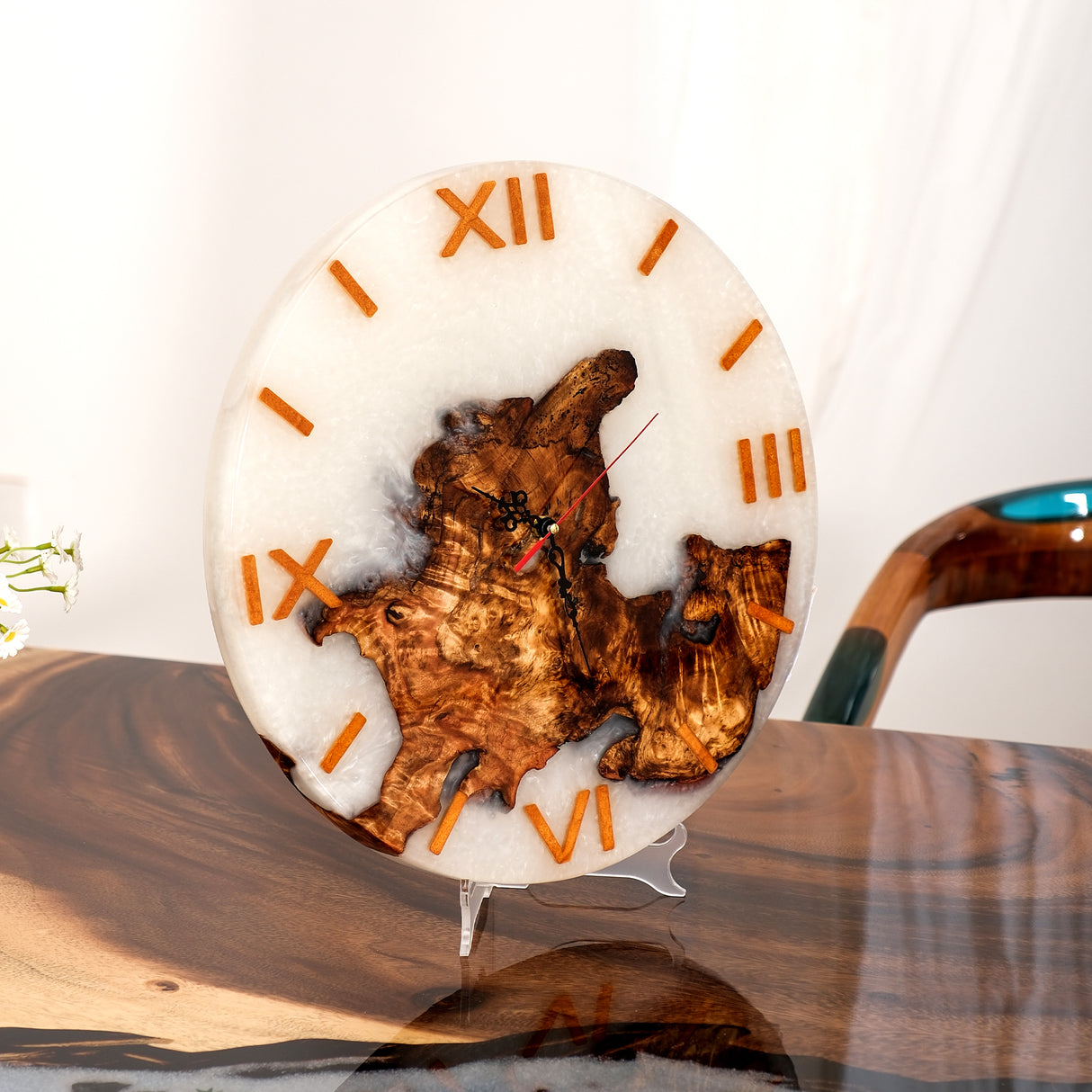 Elite Opalescent Epoxy Resin & Black Walnut Wood Wall Clock EWC-07- 16''