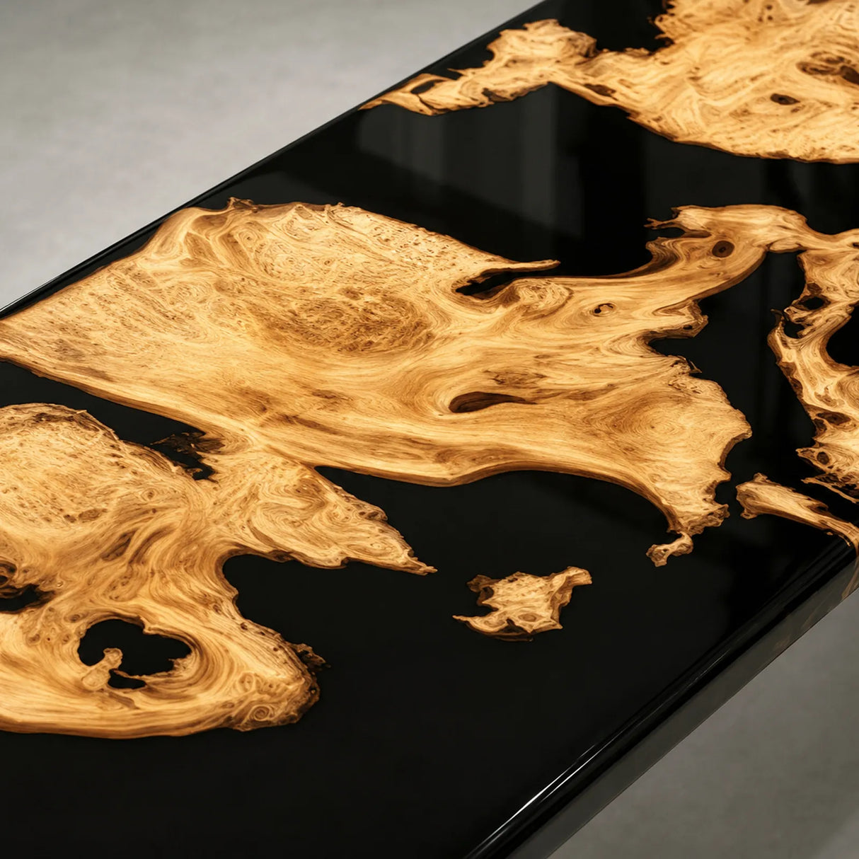 Custom Golden Camphor Black Epoxy Resin Conference Table | ECT-392