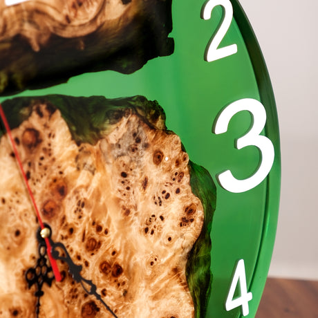 Elite Handmade Green Epoxy & Poplar Wood Wall Clock EWC-13 - 16''