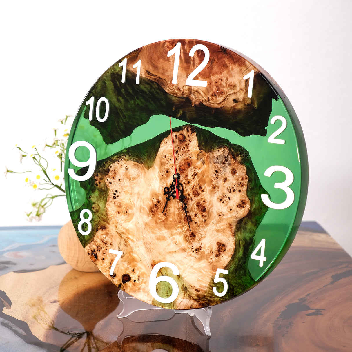 Elite Handmade Green Epoxy & Poplar Wood Wall Clock EWC-13 - 16''