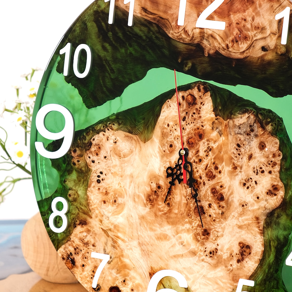 Elite Handmade Green Epoxy & Poplar Wood Wall Clock EWC-13 - 16''