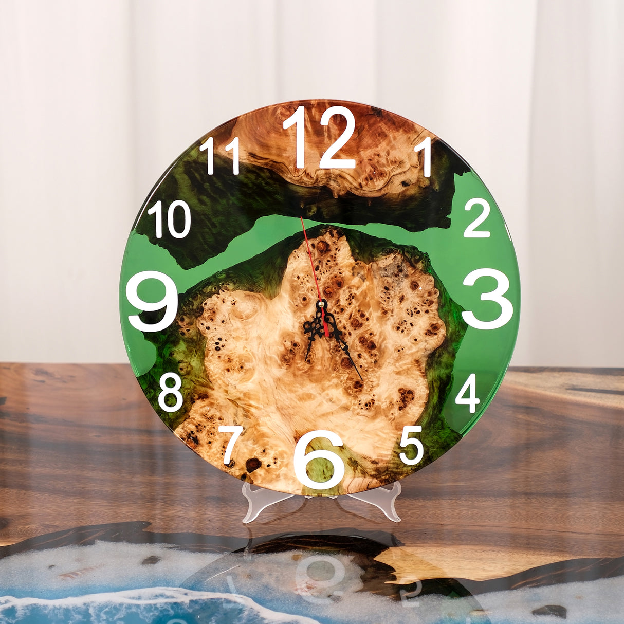 Elite Handmade Green Epoxy & Poplar Wood Wall Clock EWC-13 - 16''