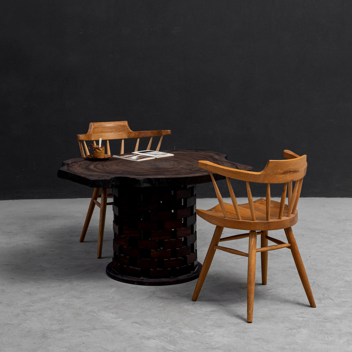 Elite Rustic Black Walnut Round Coffee Table with Live Edge EWT-31