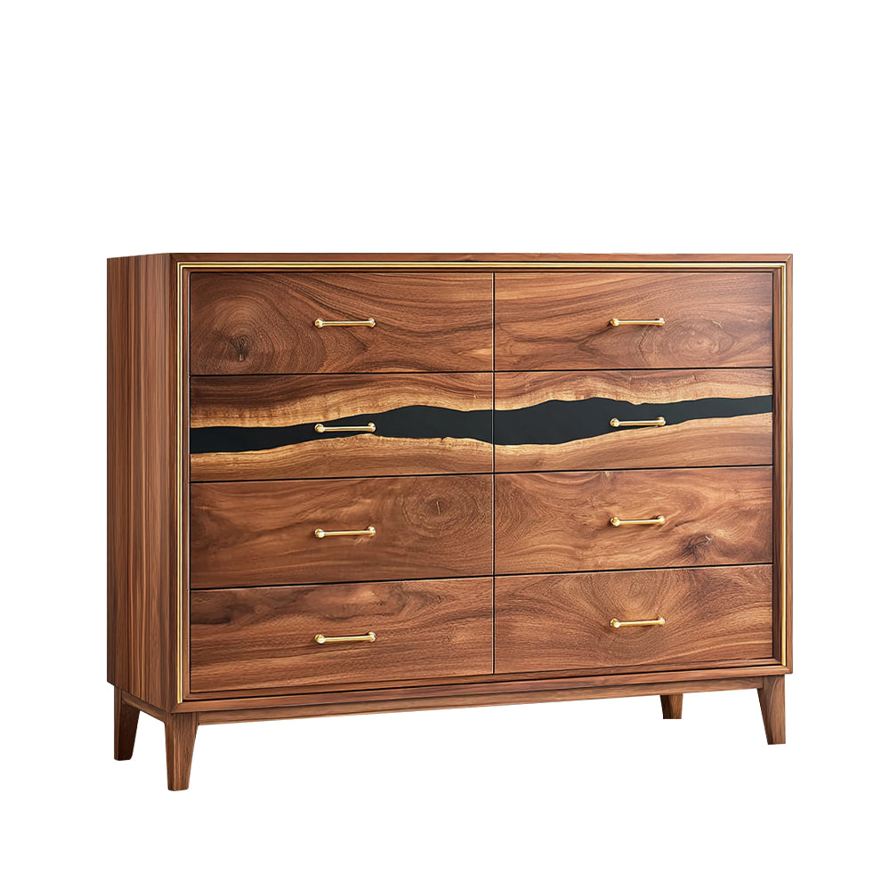 Elite Walnut Black Resin Gold-Accent 8-Drawer Dresser ECD-07