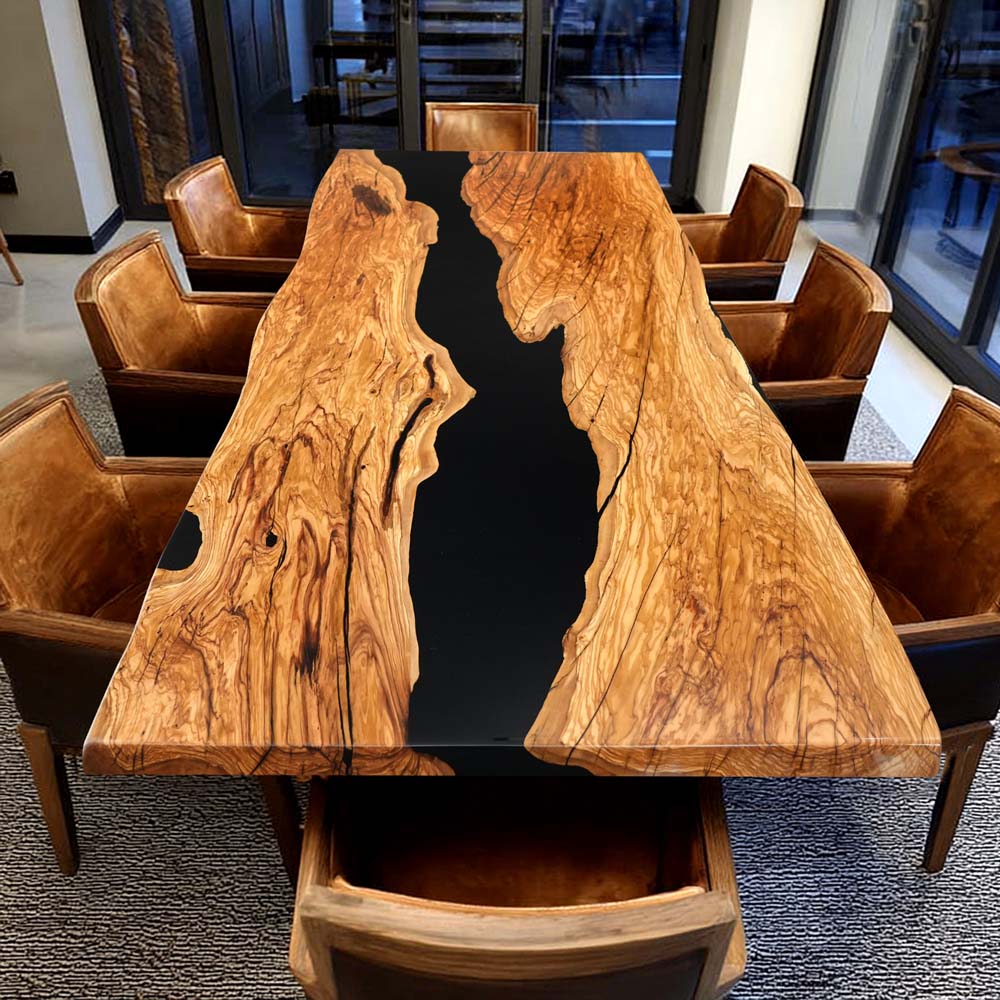 Elite Olive Wood & Black Resin Conference & Office & Dining Table ECT-203