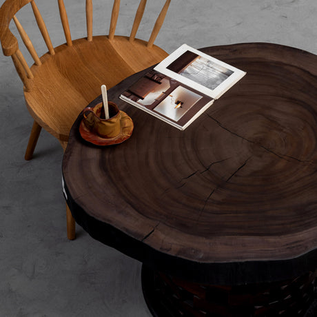 Elite Rustic Black Walnut Round Coffee Table with Live Edge EWT-32