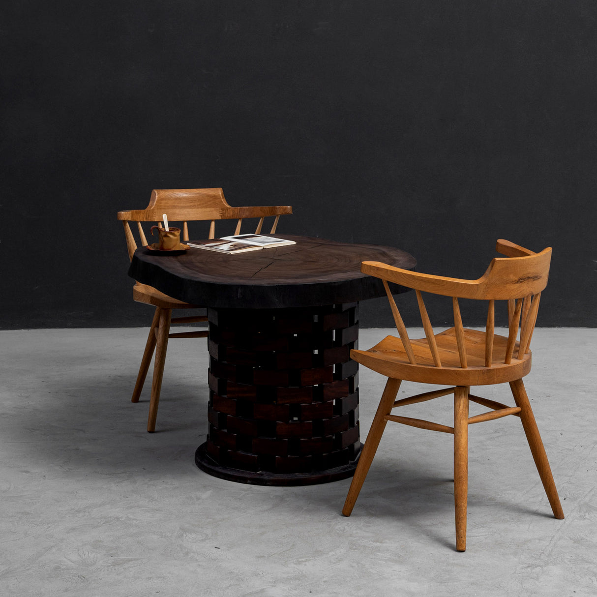 Elite Modern Black Walnut Round Coffee Table with Live Edge EWT-33