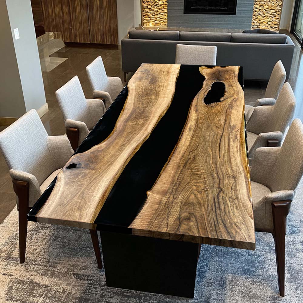 Elite Black Walnut Wood with Black Epoxy Resin Dining and Conference Table ECT-165