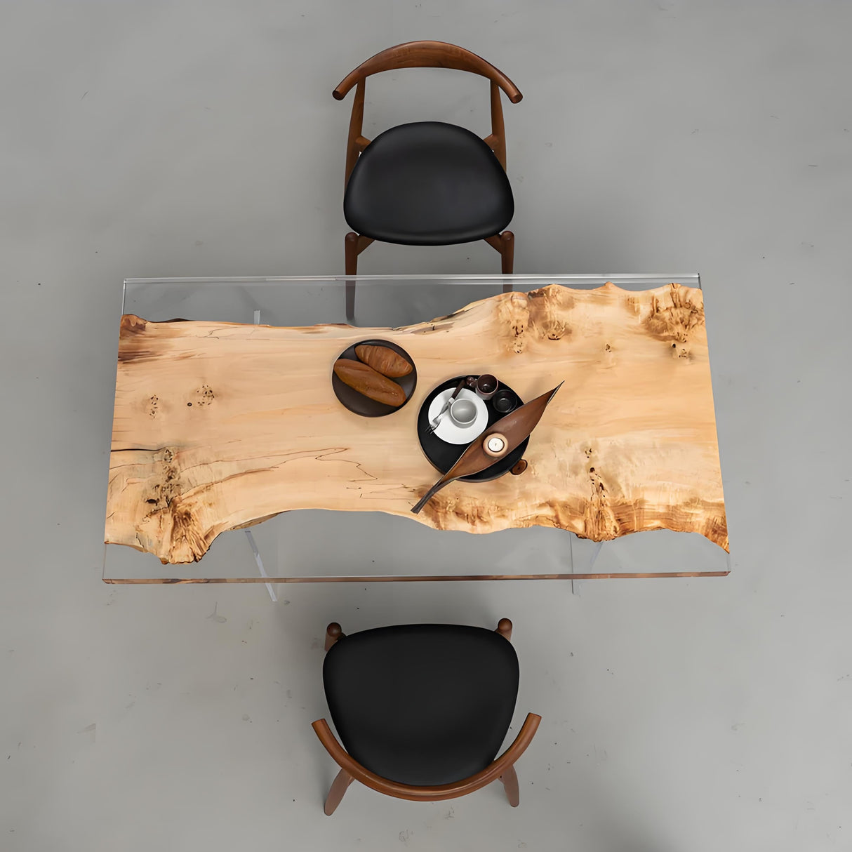 Elite Clear Epoxy Resin Poplar Wood Straight Edge Table 59.06"L x 31.50"W, EIT-07