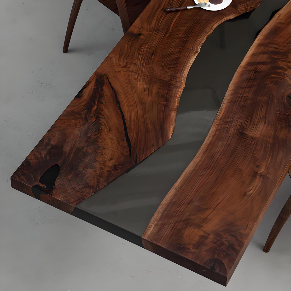 Elite Black Walnut Transparent Black Epoxy River Table 29.88"Wx87" L, EIT-06