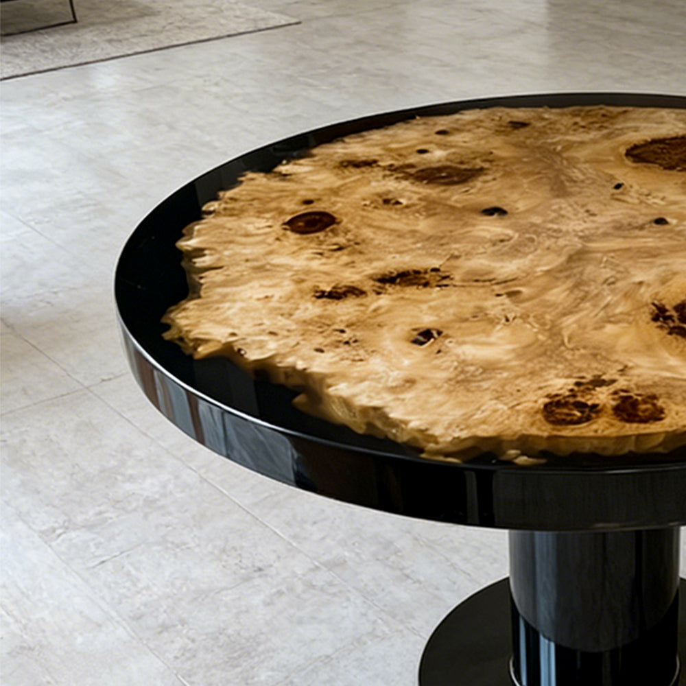 Elite Poplar Black Epoxy Round Resin Dining Table – Natural Wood Statement Table ECT-272