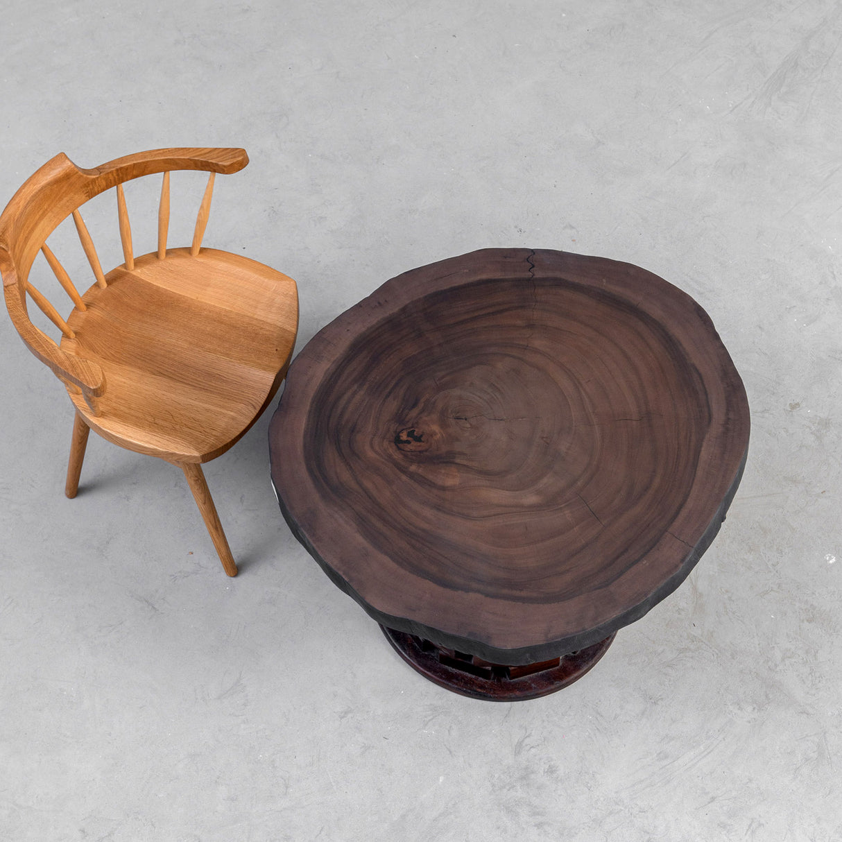 Elite Rustic Black Walnut Round Coffee Table with Live Edge EWT-02