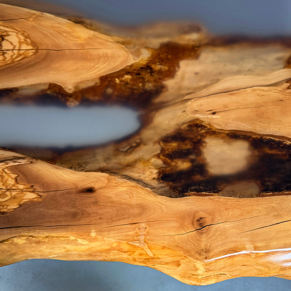 Elite Live Edge Resin Olive Wood Conference Table with Clear Resin ECT-75