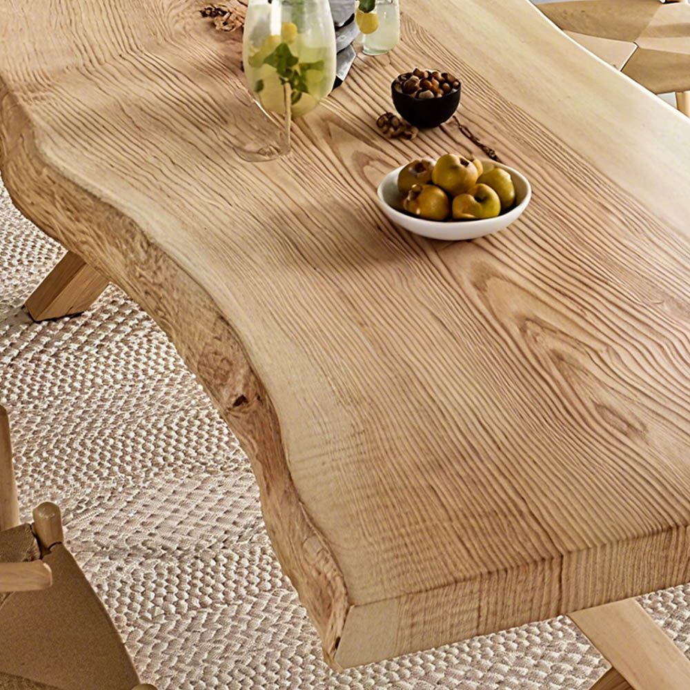 Custom Ash Wood Slab Live Edge Dining Table EWT-04