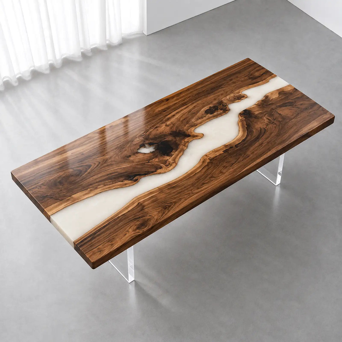 Custom Olive White Epoxy Resin Conference Table | ECT-426