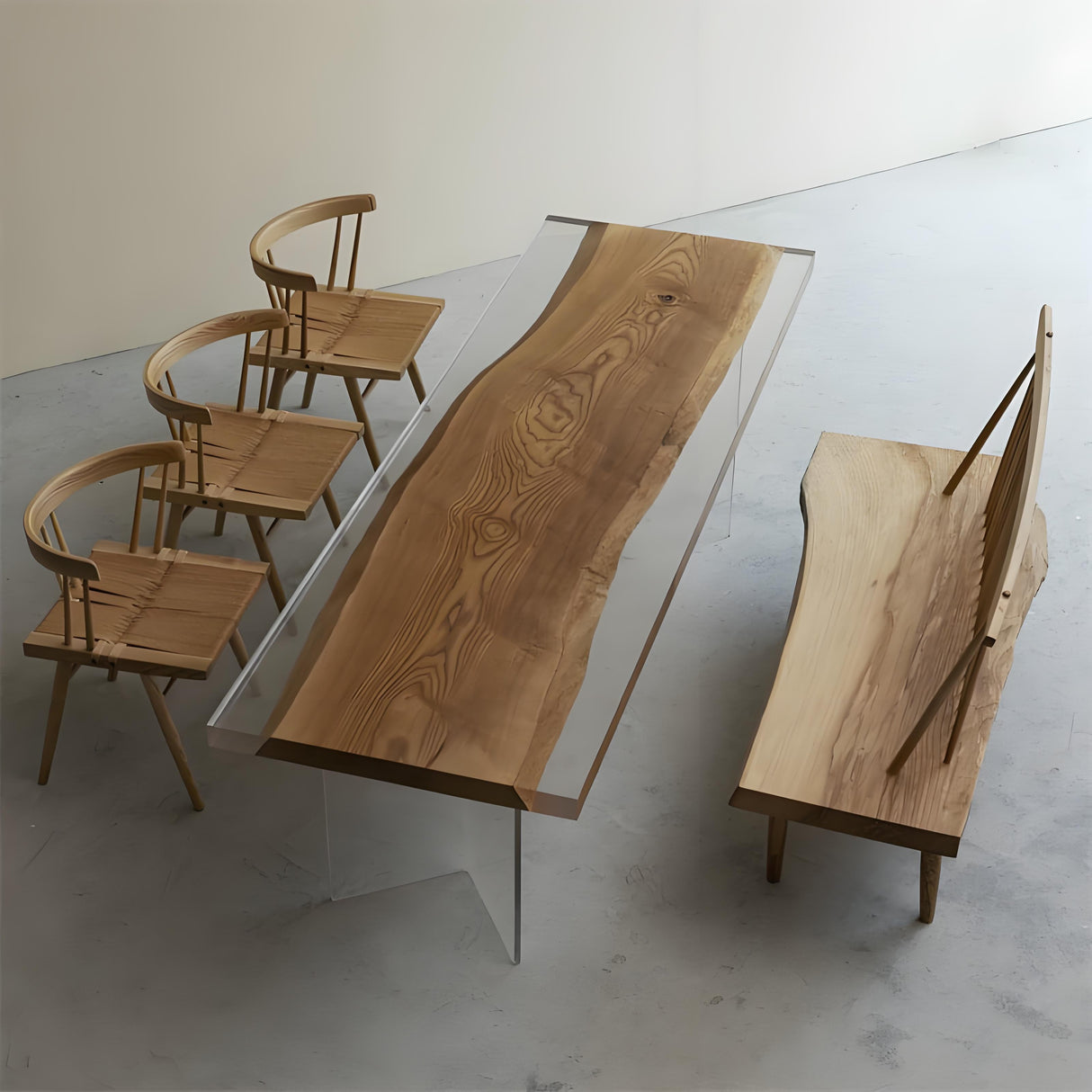 Straight Edge Ash Wood Epoxy Resin Tables 98.82"L x 31.5"W, EIT-25