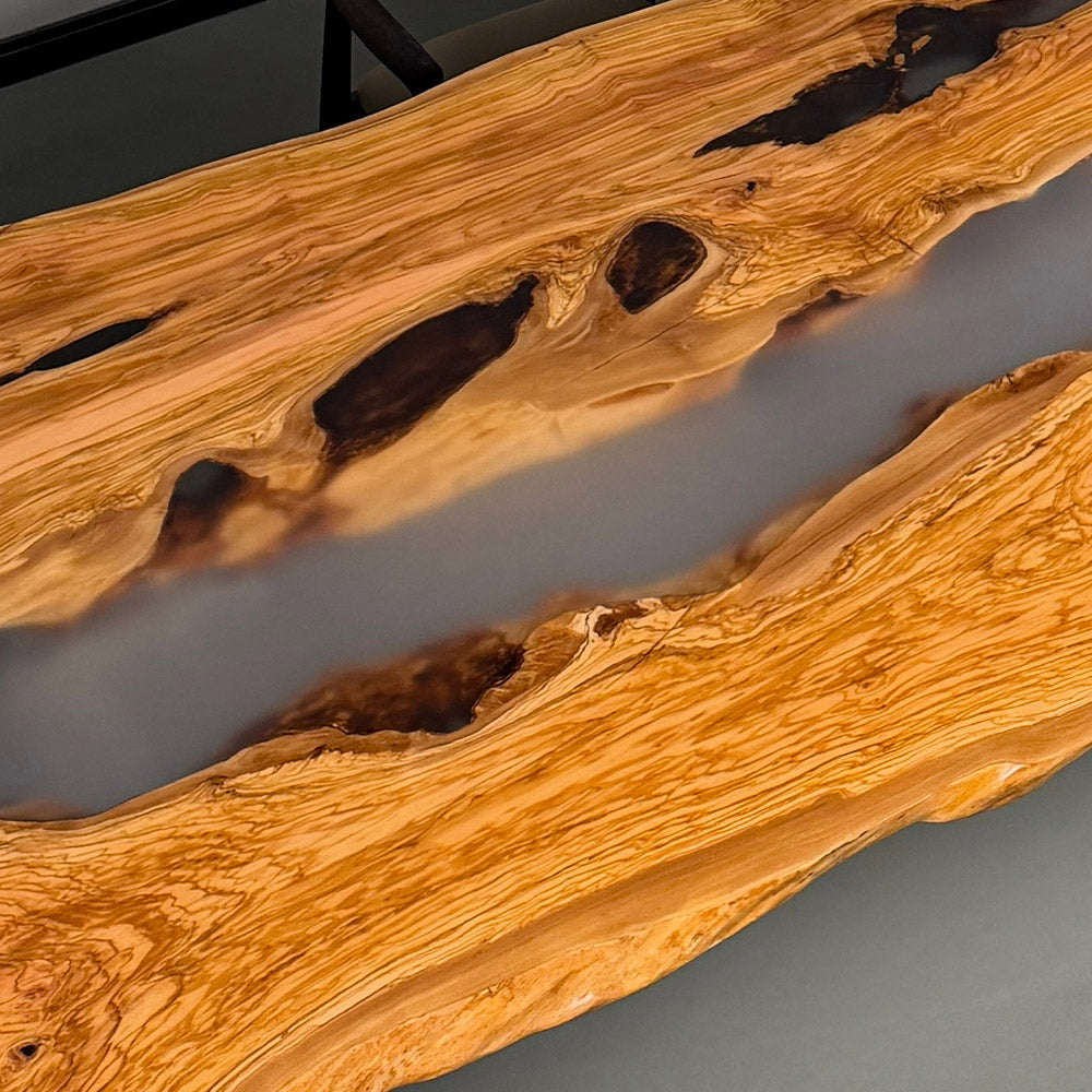 Elite Live Edge Resin Olive Wood Conference Table with Clear Resin ECT-75