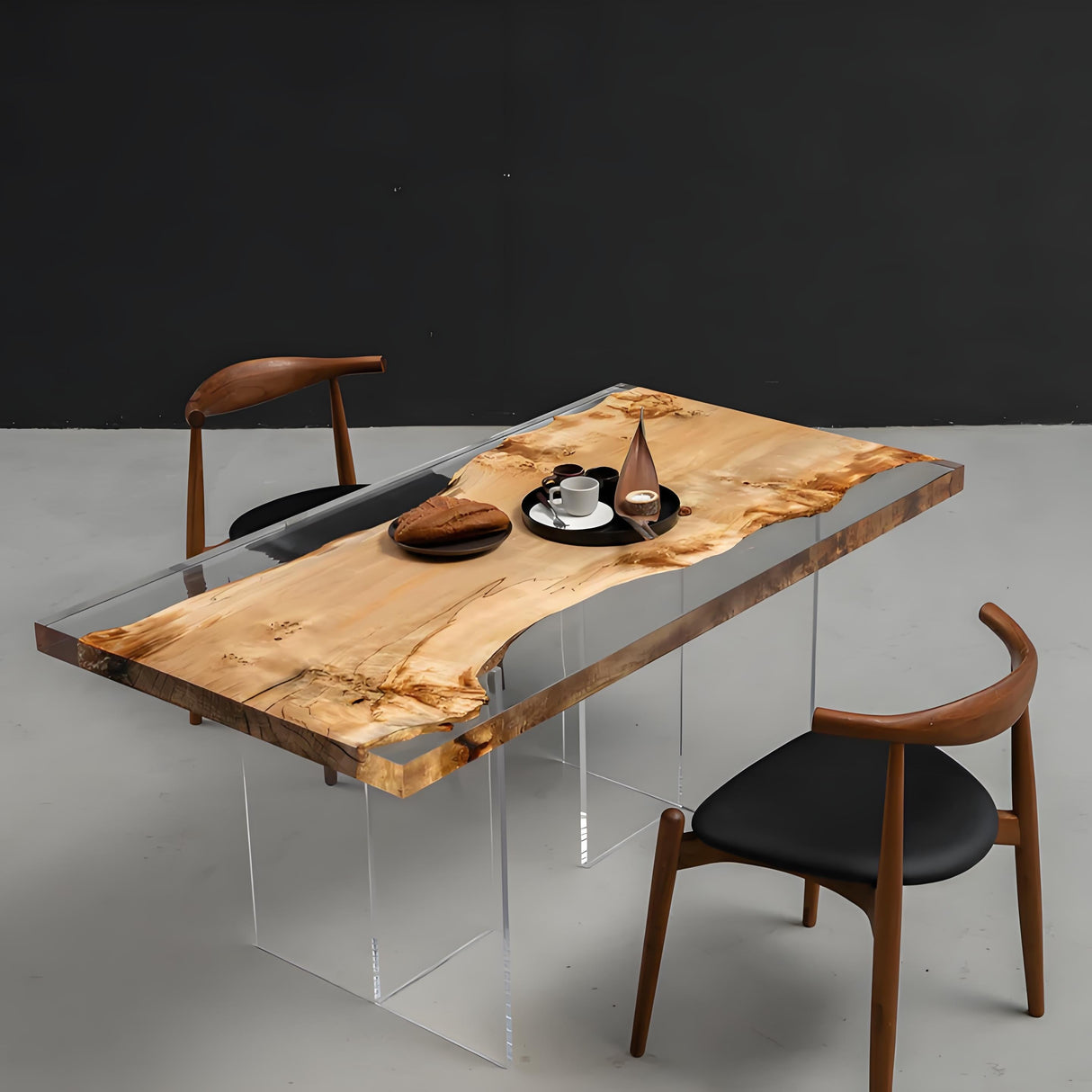 Elite Clear Epoxy Resin Poplar Wood Straight Edge Table 59.06"L x 31.50"W, EIT-07