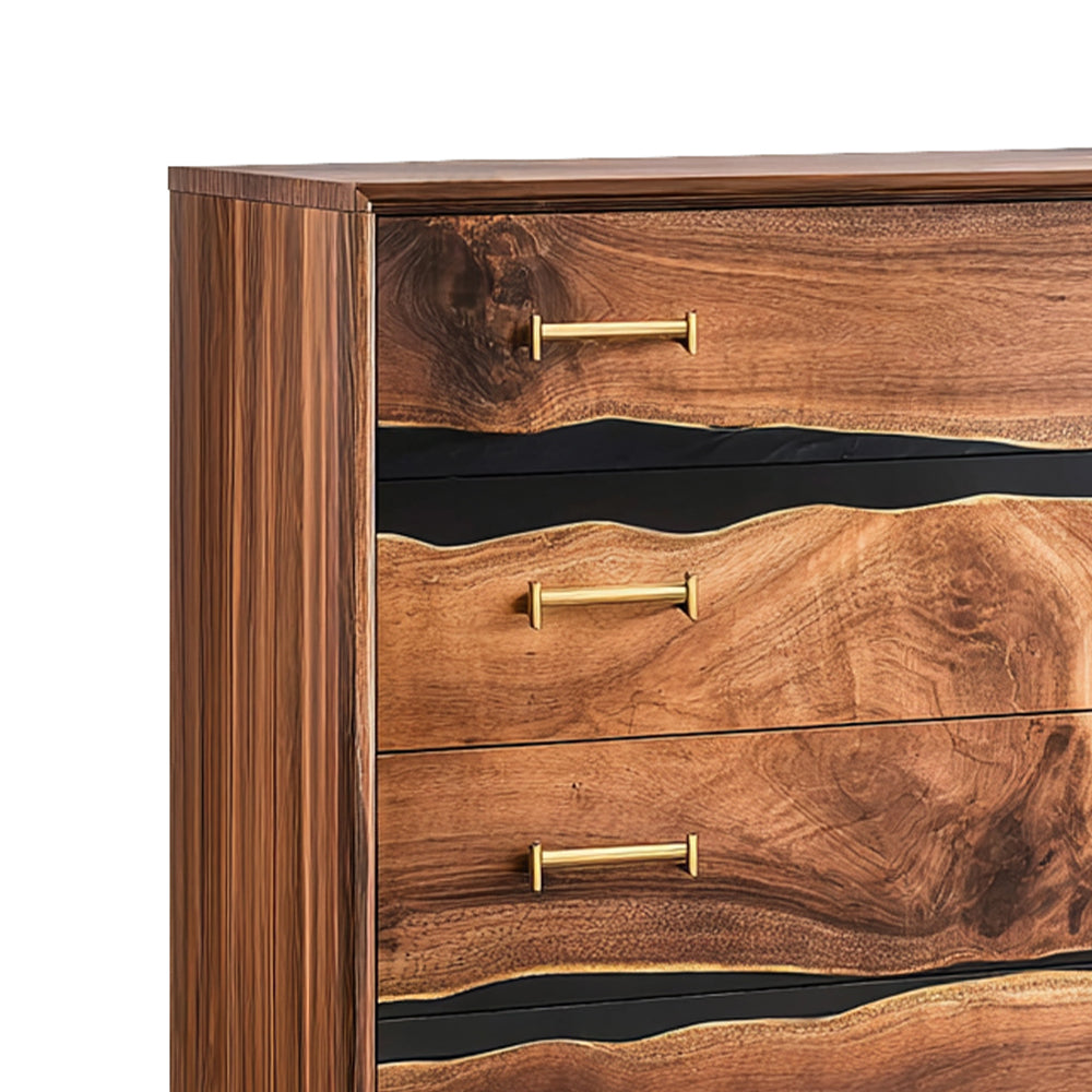 Elite Walnut Black Resin Gold-Accent 8-Drawer Dresser ECD-06