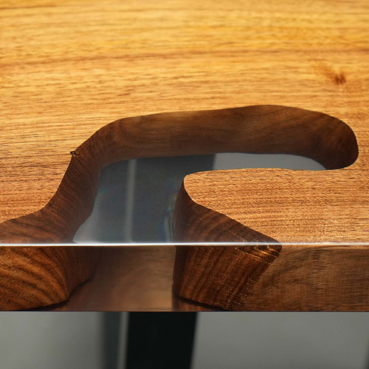 Elite Straight - Edge Black Walnut Dining Table with Gray Transparent Resin 72.05''L×36.22''W, EIT-38