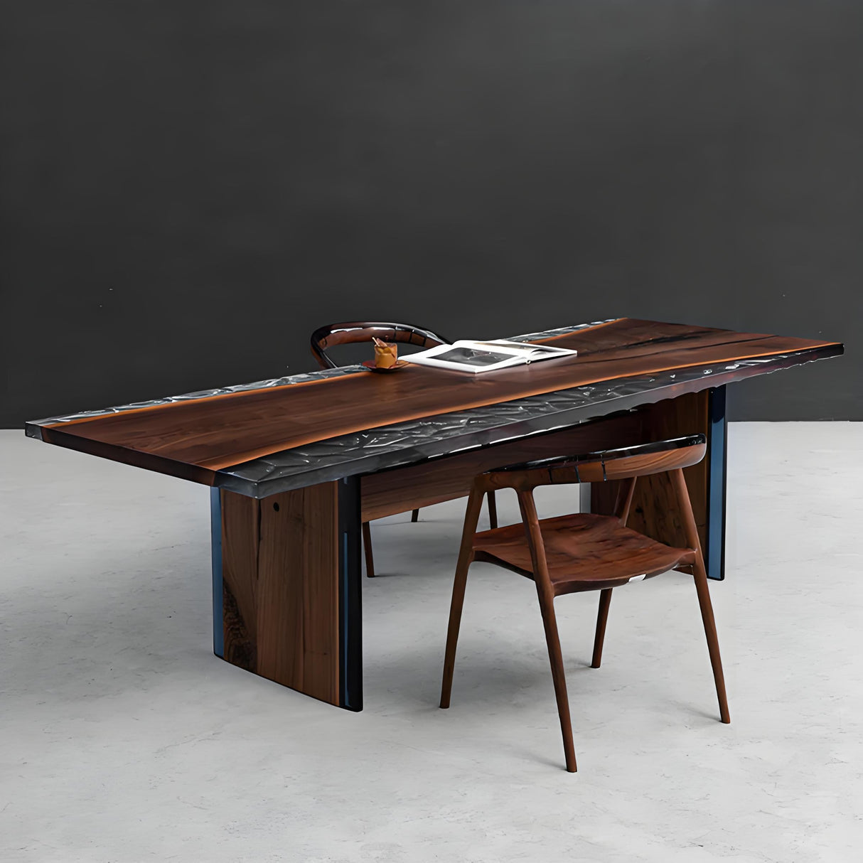 Elite Live - Edge Black Walnut Dining Table with Crystal Resin 100"L×35.82"W, EIT-01