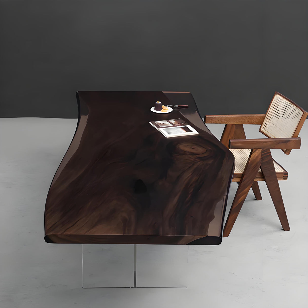 Elite Walnut Live Edge Clear Epoxy Table 38.58"Wx90.55"L, EIT-31