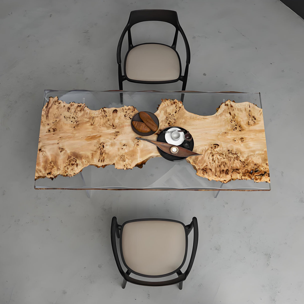 Elite Live - Edge Poplar Wood Dining Table with Clear Epoxy 67.41"Lx 32.20"W, EIT-15