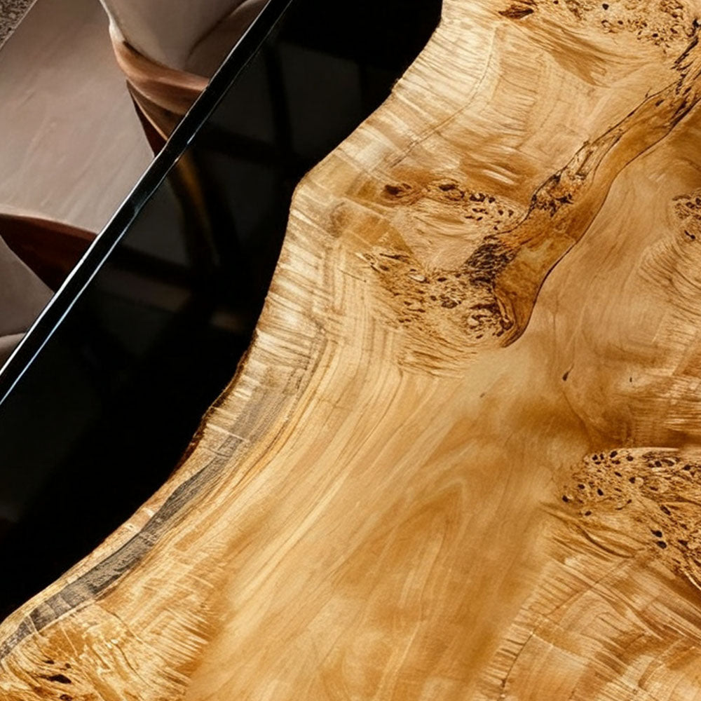 Elite Straight - Edge Poplar Dining Table with Black Resin Inlay ECT-141