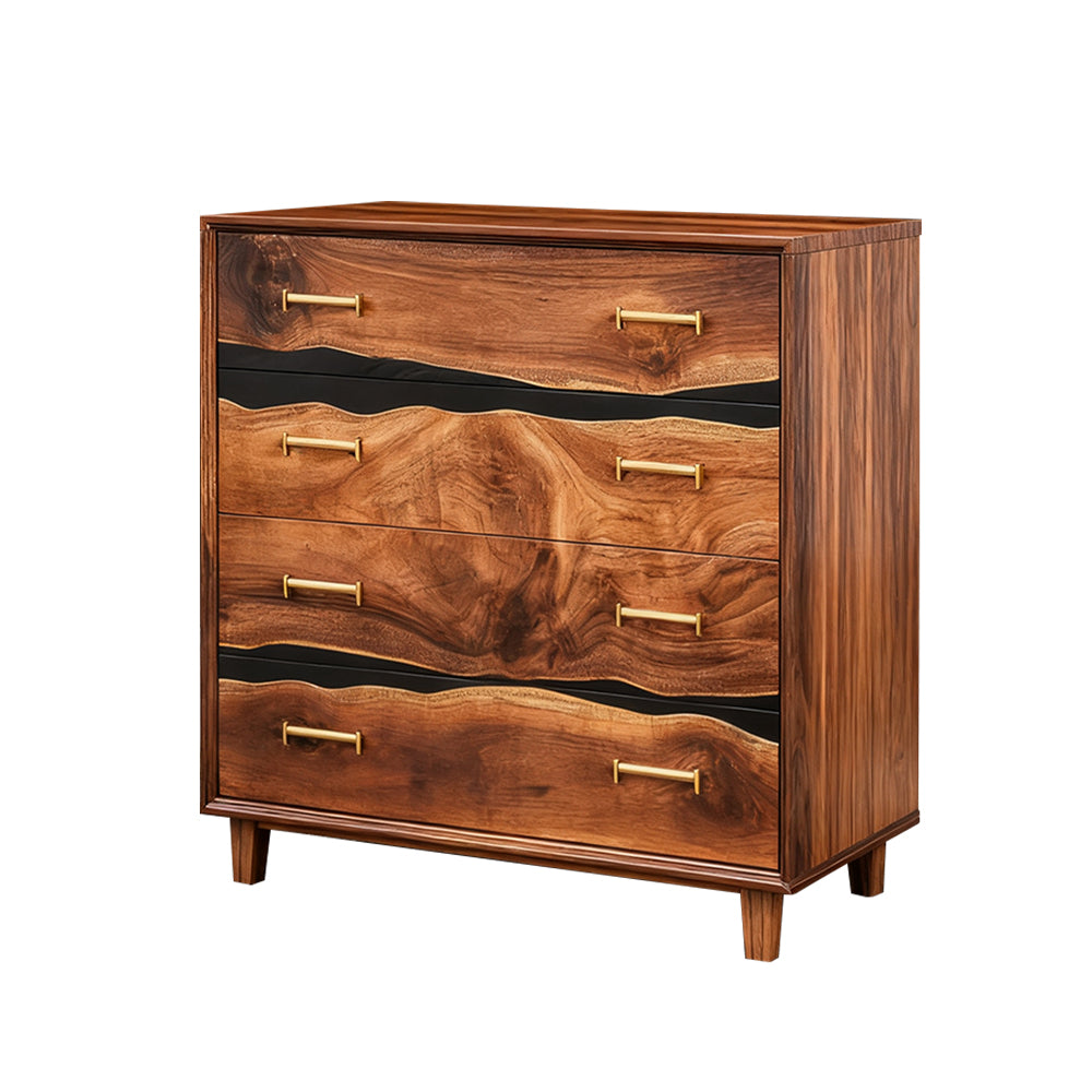 Elite Walnut Black Resin Gold-Accent 8-Drawer Dresser ECD-06