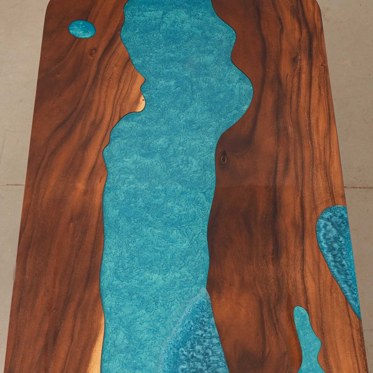 Elite Walnut Dining Table with Peacock Blue Resin Inlay 96.06‘’L×42.13''W, EIT-04