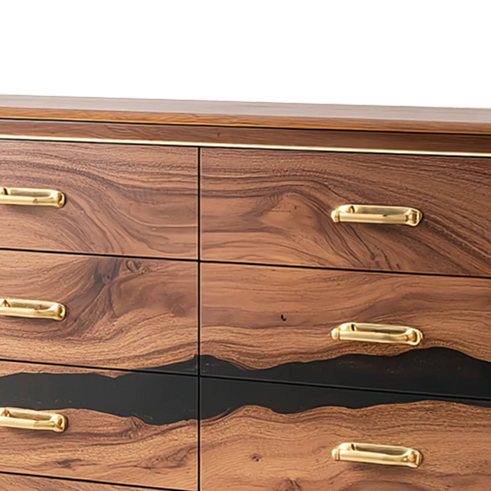 Elite Walnut Black Resin Gold-Accent 8-Drawer Dresser ECD-04