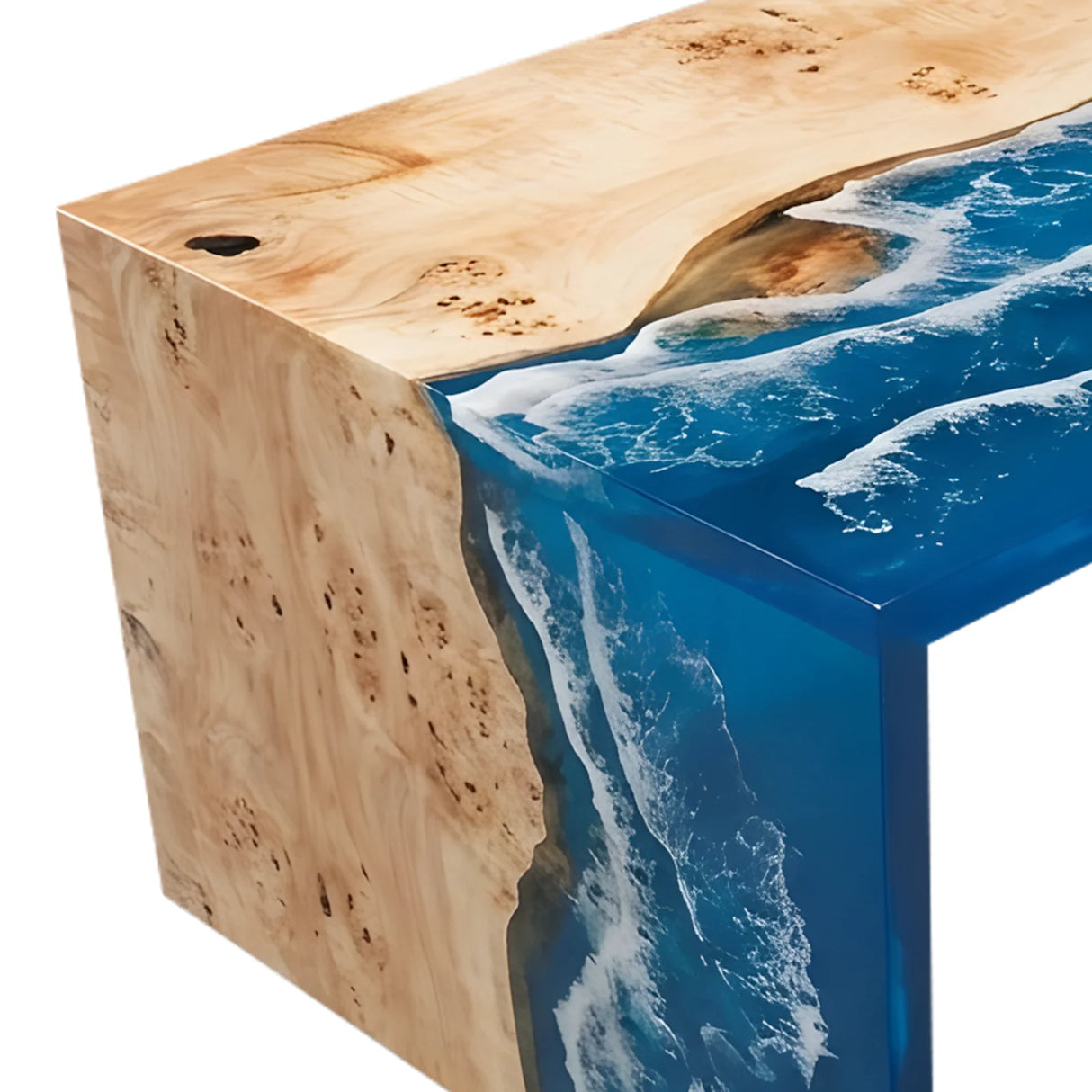 Poplar Ocean Waterfall Epoxy Resin Dining Table | ECT-384
