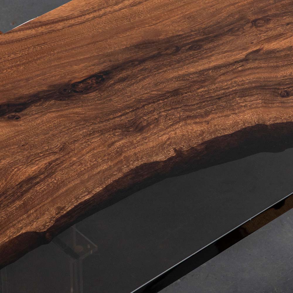 Elite Natural Black Walnut with Clear Black Resin Dining & Conference & Office Table ECT-194