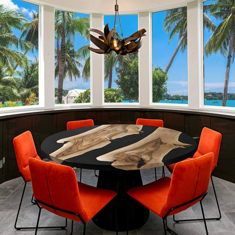 Custom Black Walnut Epoxy Resin Round Coffee Table ECT-118