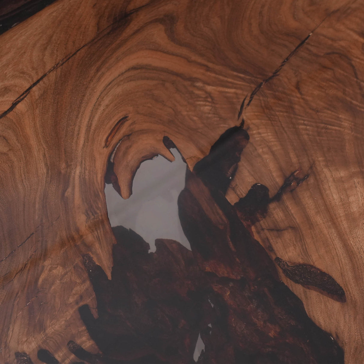 Elite Straight Live - Edge Black Walnut Dining Table with Transparent Resin 170.08''L×59.84''W, EIT-22