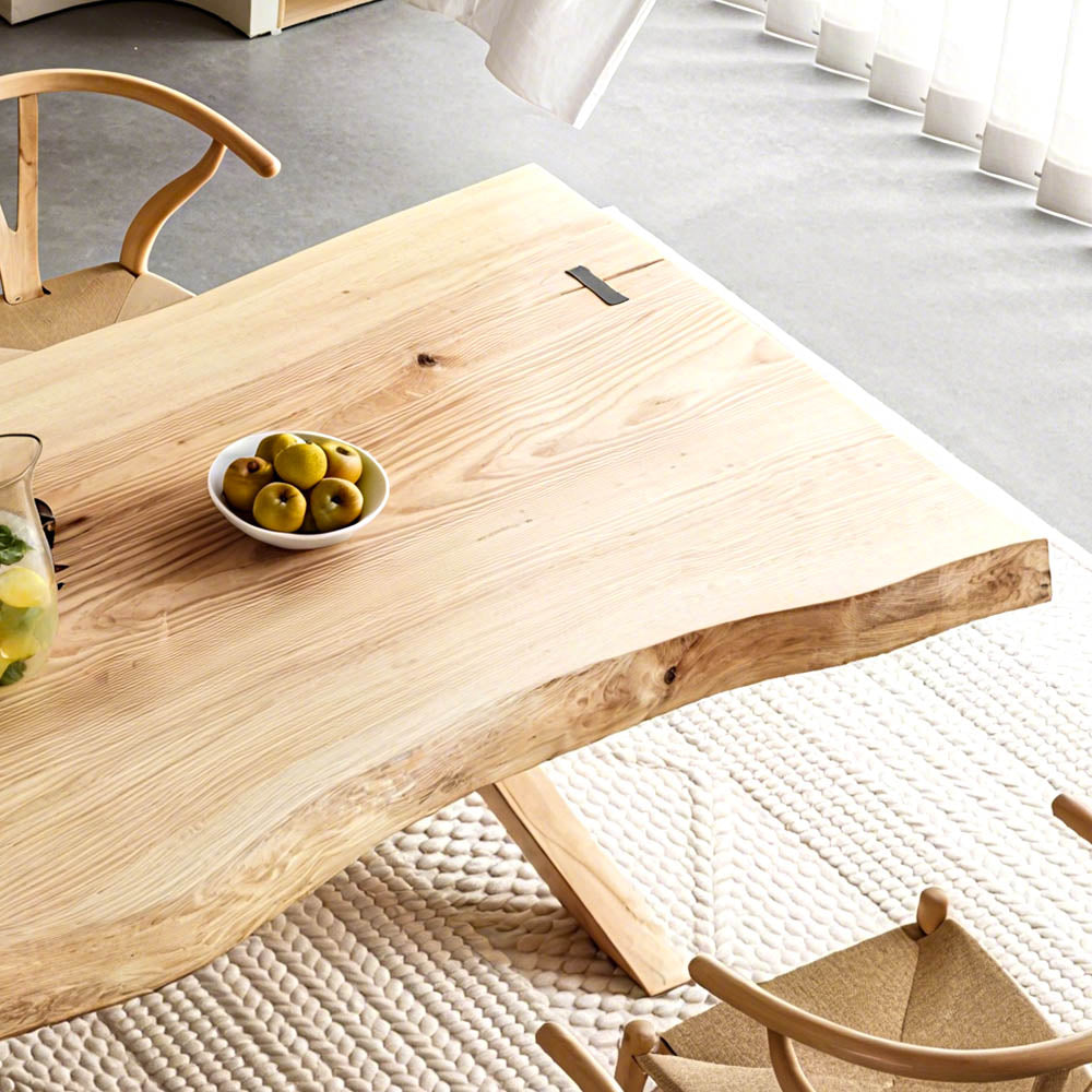 Custom Ash Wood Slab Live Edge Dining Table EWT-04