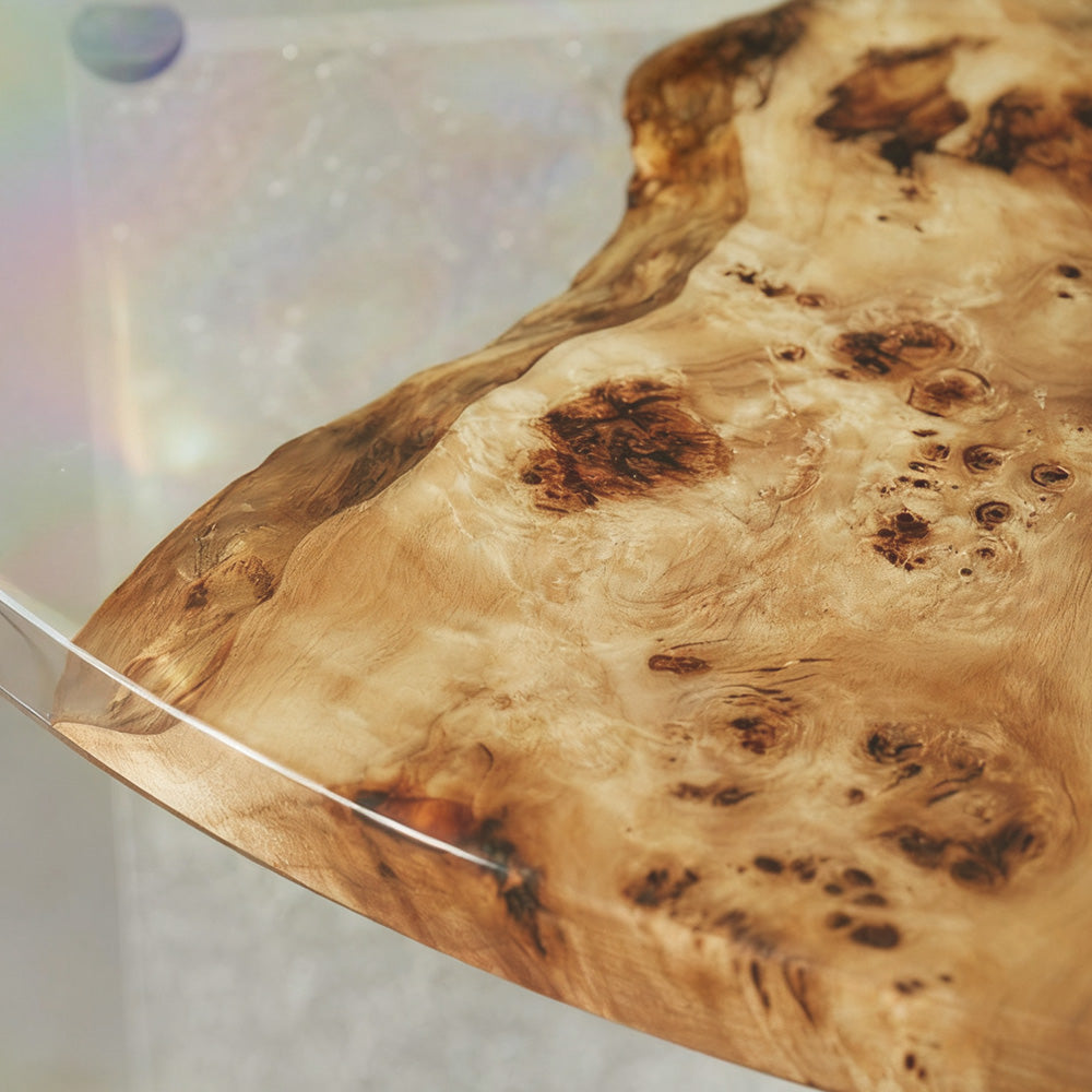 Elite 39.37" Diameter Round Poplar Table with Clear Resin Inlay EIT-41