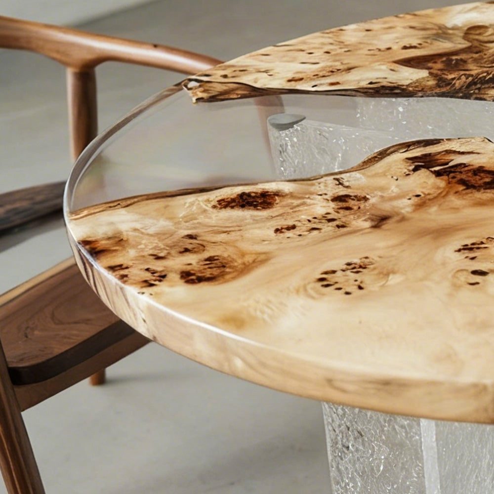 Elite 39.37" Diameter Round Poplar Table with Clear Resin Inlay EIT-41