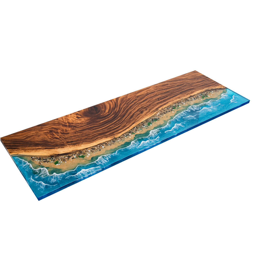 Elite Walnut Straight Edge Blue Ocean Epoxy Rectangular Dinner Table ECT-251