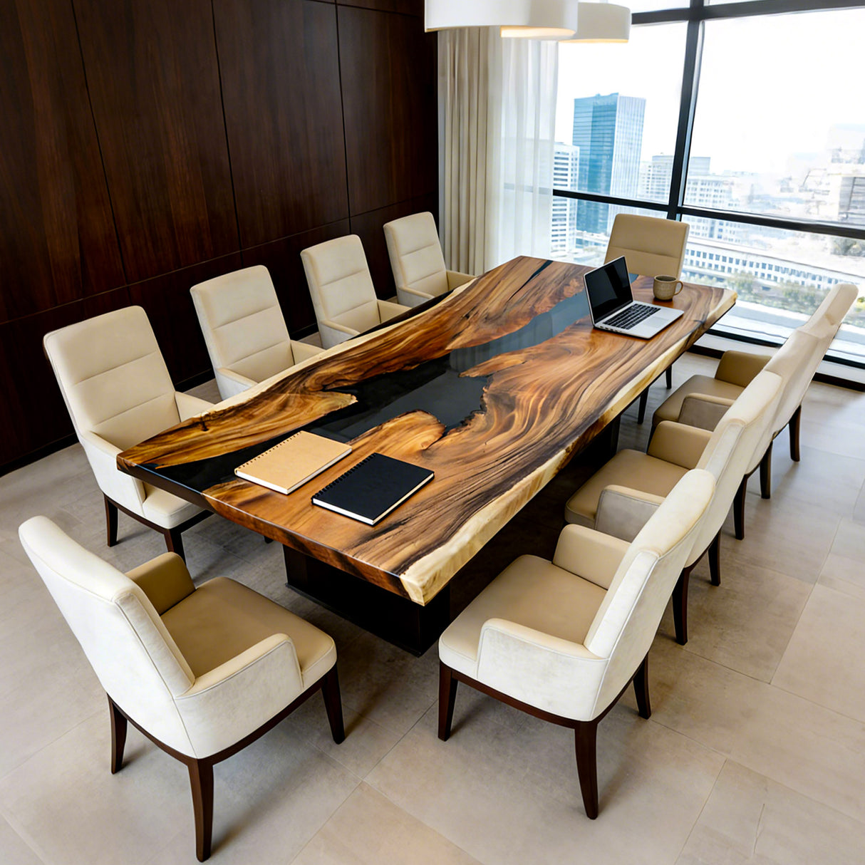 Elite Custom Walnut Black Epoxy Dining & Conference Table ECT-96