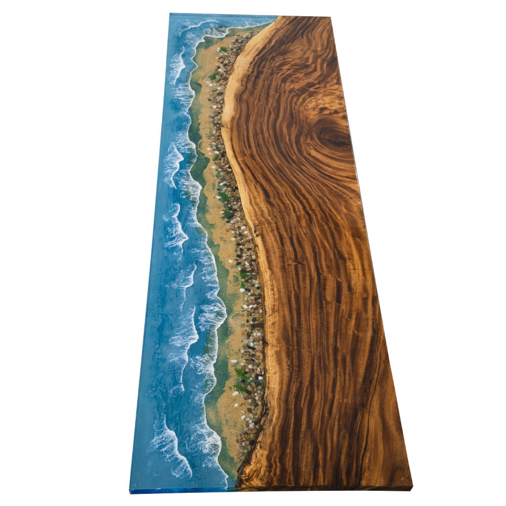 Elite Walnut Straight Edge Blue Ocean Epoxy Rectangular Dinner Table ECT-251