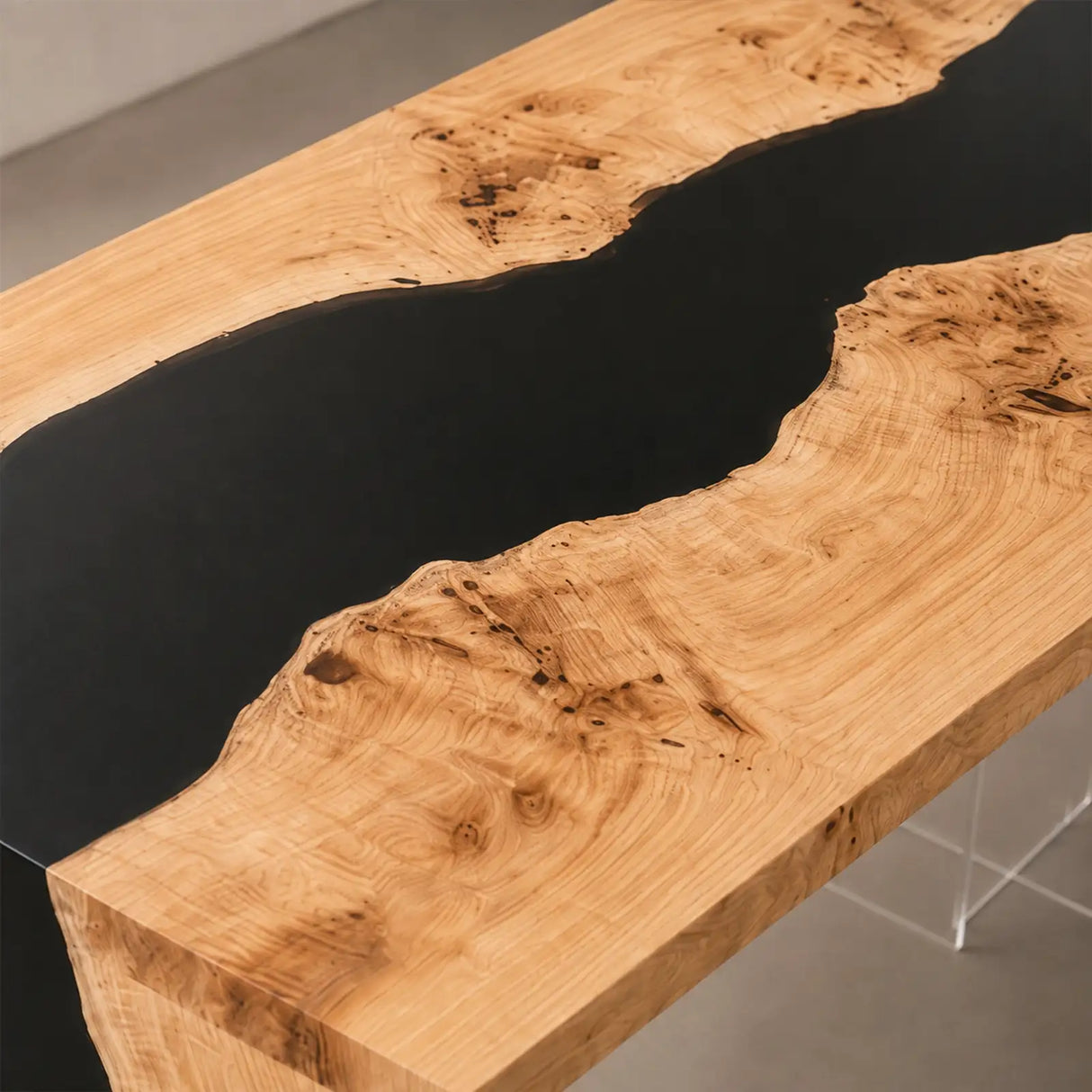 Custom Poplar Black Epoxy Resin Conference Table | ECT-396