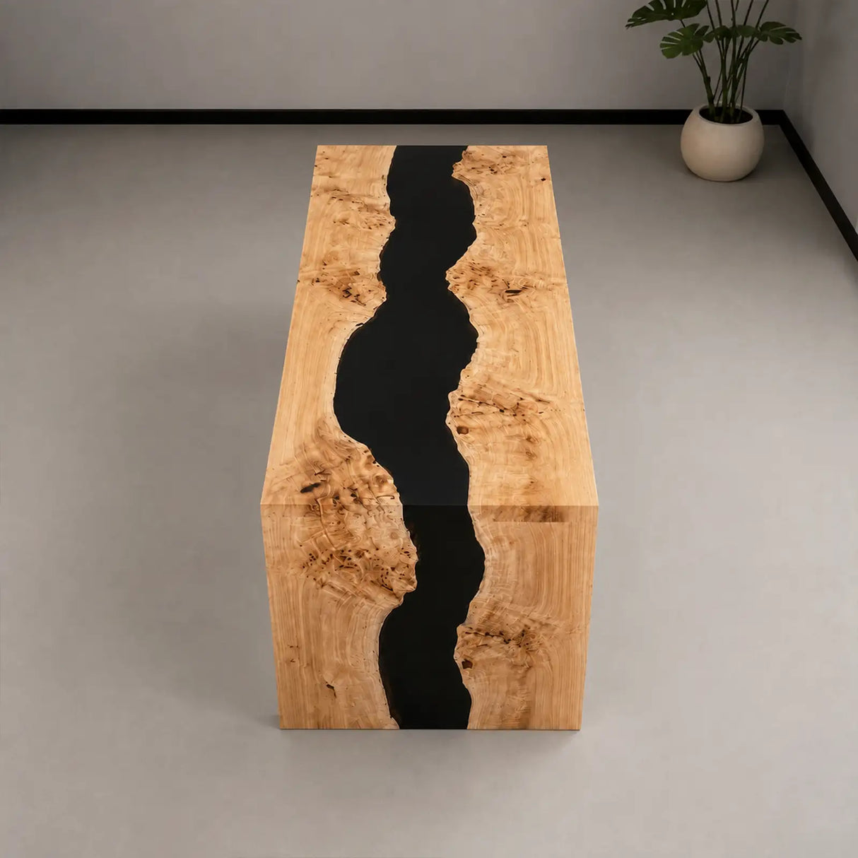Custom Poplar Black Epoxy Resin Conference Table | ECT-396
