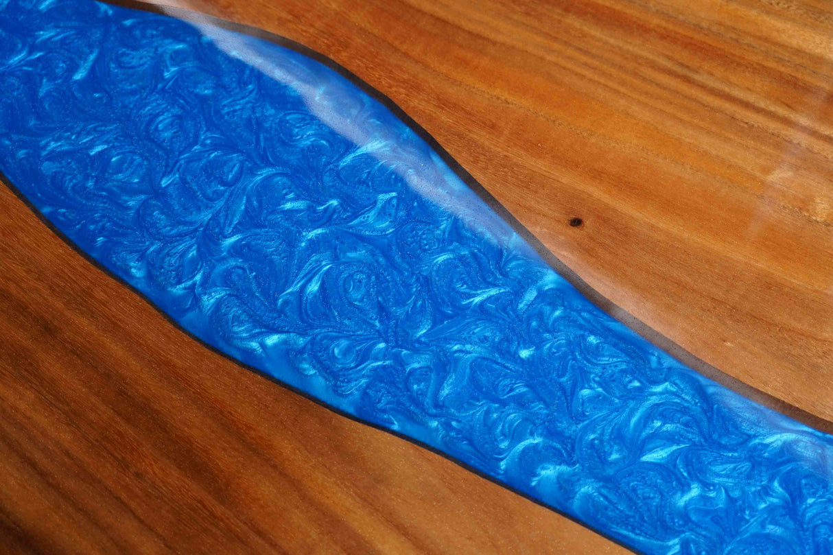 In-Stock Walnut Live Edge Blue Epoxy Resin Dining Table 40" × 84"