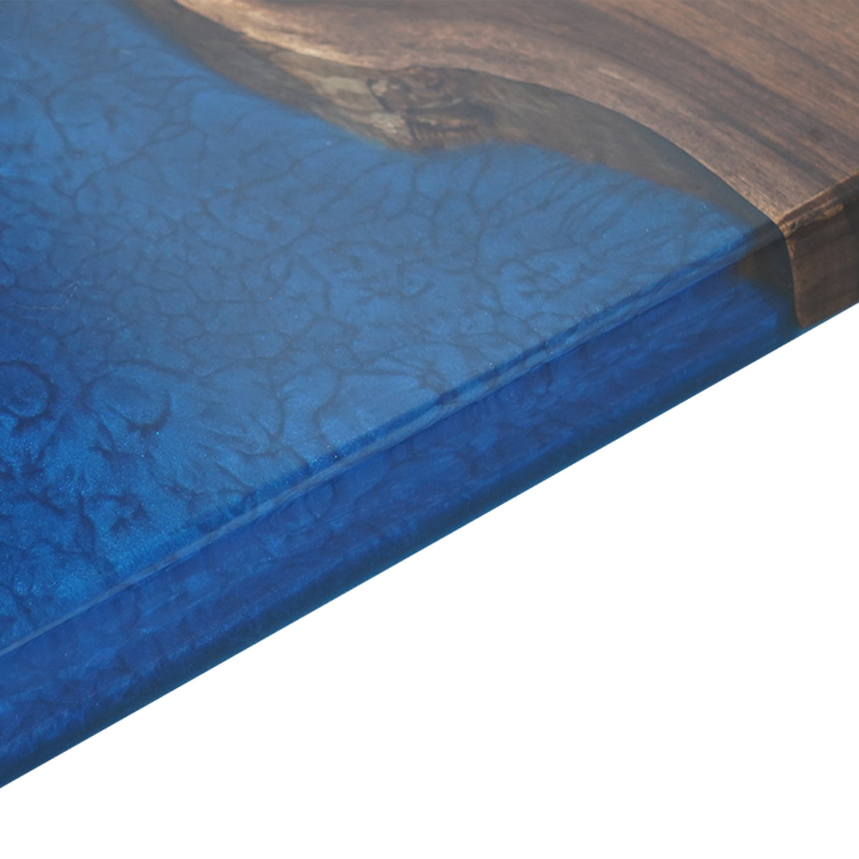 Elite Custom Black Walnut Epoxy-Resin Conference Table with Glossy Blue Epoxy ECT-69