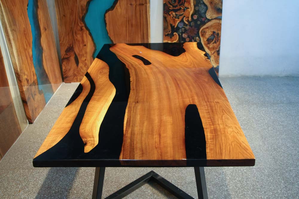 Elite Custom Refined Black Walnut Epoxy Home Dining & Office & Conference Table ECT-106