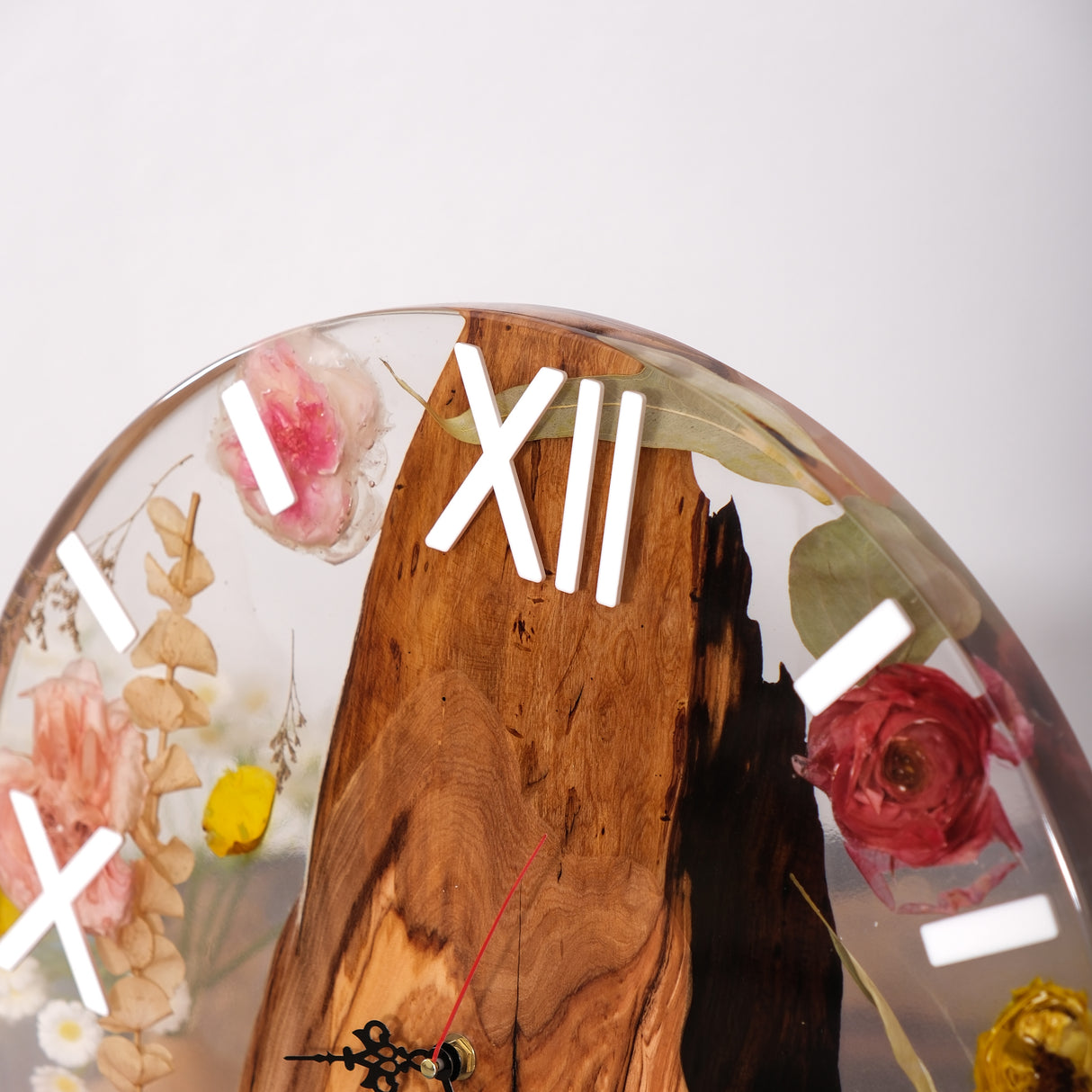 Elite Poplar Wood Dried Flower Epoxy Resin Wall Clock EWC-12 - 16''