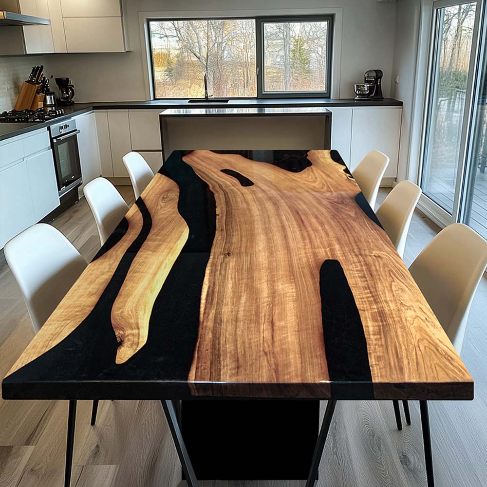 Elite Custom Refined Black Walnut Epoxy Home Dining & Office & Conference Table ECT-106