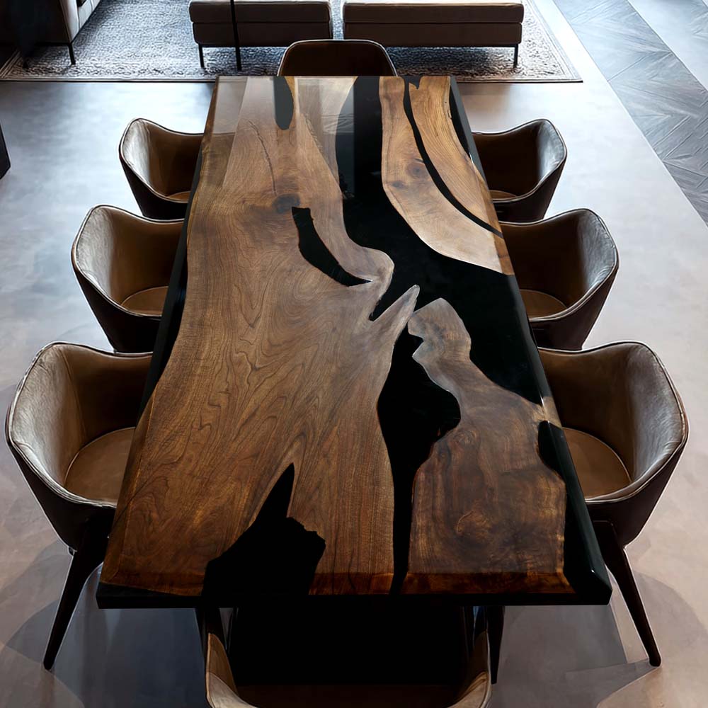 Elite Custom Black Walnut Resin Table for Dining & Office & Conference ECT-114